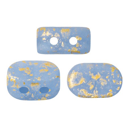 Perle in vetro Lipsi® di Puca® 4x6 mm - Blue Opal Mat Gold Splash x10g