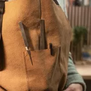 Grembiule in morbida pelle scamosciata con tasca - per gioiellieri - Marrone x1