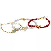 Perla cuore 12,5x10 mm con resina epossidica - Dorata con oro fino - Rosso x1