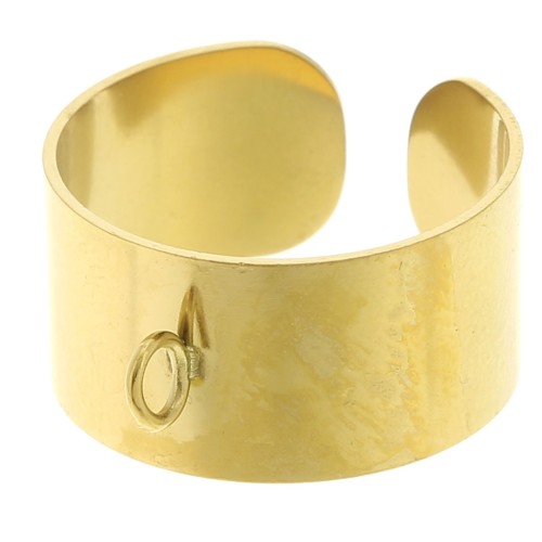 Anello largo 10 mm regolabile con anello aperto - Taglie da 52 a 58 - Acciaio inossidabile 316 Dorato