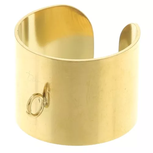 Anello regolabile largo 15 mm con anello aperto da 52 a 58 - Acciaio 316L dorato