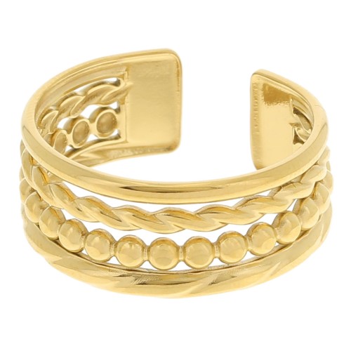 Anello largoa più fil regolabile da T52 a 58 - Acciaio inossidabile304L dorato x1