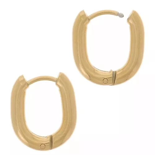 Orecchini a cerchio ovale 16x13 mm - Acciaio inossidabile 304L dorato x20