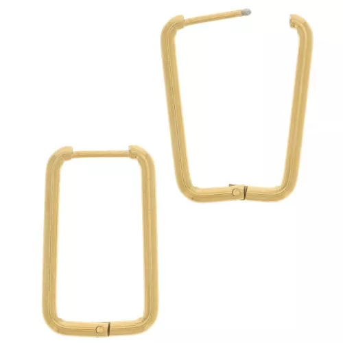Orecchini rettangolari 25x15 mm - Acciaio inossidabile 304L dorato