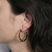 Orecchini a cerchio con cuori - 35 mm - Acciaio inossidabile 316L dorato x2