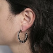 Orecchini a cerchio con cuori - 35 mm - Acciaio inossidabile 316L x2