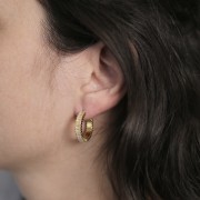 Orecchini da 21 mm con ossido di zirconio - Acciaio 316L dorato - Cristallo x2