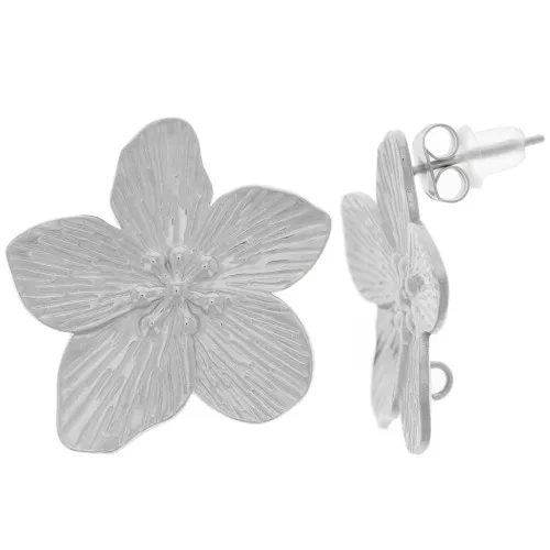 Orecchini a perno con fiori di ciliegio da 24 mm - fondo aperto - acciaio inossidabile 304L x2