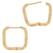 Orecchini quadrati martellati 14x14 mm - Acciaio inossidabile 304L dorato x2