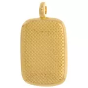 Pendente rettangolare 21x12mm in resina epossidica - Dorato in oro fino - Bianco x1