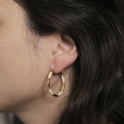 Orecchini a cerchio tondo da 30 mm con resina - Acciaio inox304L dorato - Beige x2