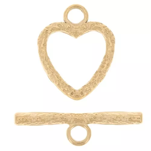 Chiusura a cuore martellata 17x13,5 mm - Acciaio inossidabile dorato 304L x1