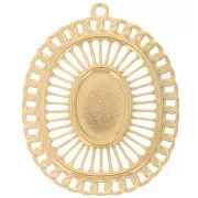 Pendenti ovali traforati 39,5x32 mm per cabochon da 14x10 mm Acciaio inox 304L x2