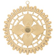 Pendenti traforati da 31 mm per cabochon da 4 mm - Acciaio inox304L dorato x2