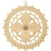 Pendenti traforati da 31 mm per cabochon da 4 mm - Acciaio inox304L dorato x2