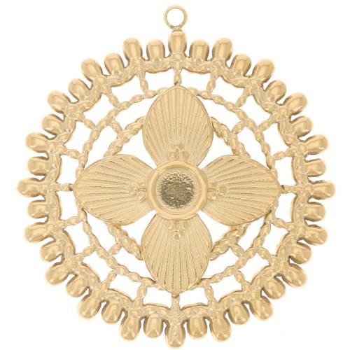 Pendenti traforati da 31 mm per cabochon da 4 mm - Acciaio inox304L dorato x2