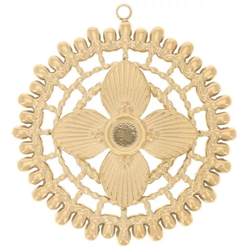 Pendenti traforati da 31 mm per cabochon da 4 mm - Acciaio inox304L dorato x2