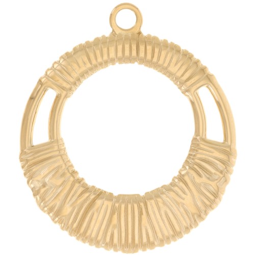 Pendente rotondo scavato intrecciato da 40 mm -Acciaio inossidabile 304L dorato x1
