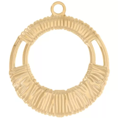 Pendente rotondo scavato intrecciato da 40 mm -Acciaio inossidabile 304L dorato x1