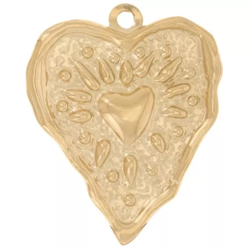 Pendente cuore irregolare 36x29 mm - Acciaio inossidabile 304L dorato x1