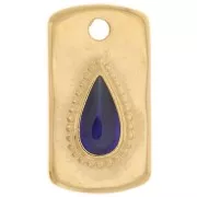 Pendente rettangolo 20x11mm con goccia in resina epossidica -oro fino - Blu x1