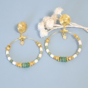 Orecchini etnici tondi 14 mm - anello aperto - placcatura in argento x2