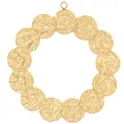 Pendenti rotondi martellati da 35 mm - Acciaio inossidabile 304L dorato x2