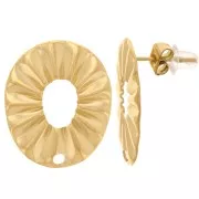 Orecchini ovali con effetto plissettato 21x18mm Acciaio inossidabile 304 dorato x2