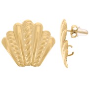 Orecchini perno conchiglia 21x23 mm - Acciaio inossidabile dorato 304L x2|raw }}