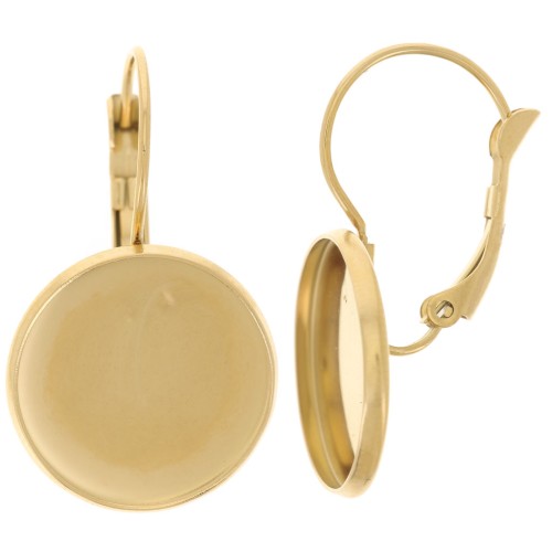 Monachelle portacabochon 30mm per cabochon da 16 mm - Acciaio inox dorato 304L x2