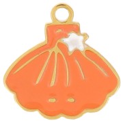 Ciondolo a conchiglia 10x10 mm - Resina - Acciaio inox316L dorato Corallo x1|raw }}