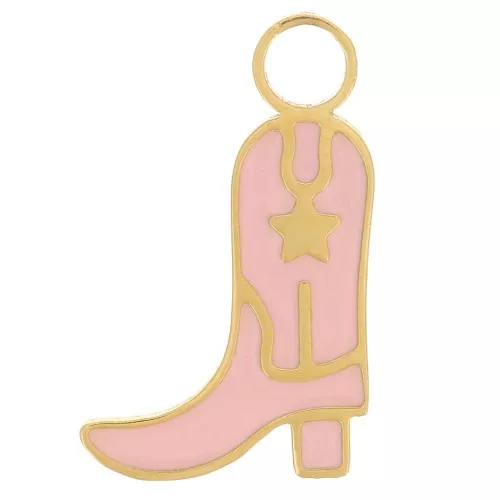 Ciondolo Santiag per stivale da cowboy 15x9 mm in resina epossidica - Acciaio inossidabile 316L dorato - Rosa x1
