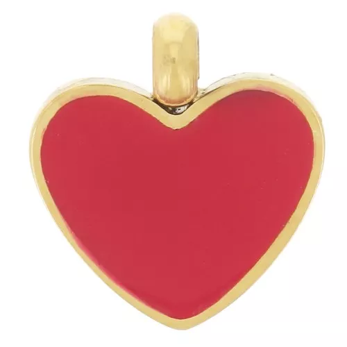 Ciondolo a cuore 9x7,5 mm in resina epossidica - Acciaio inossidabile 304L Dorato - Rosso x1