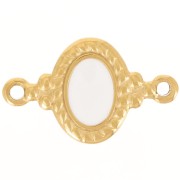 Distanziatore ovale 22x13 mm in resina - Acciaio inox 304L dorato- Avorio x1