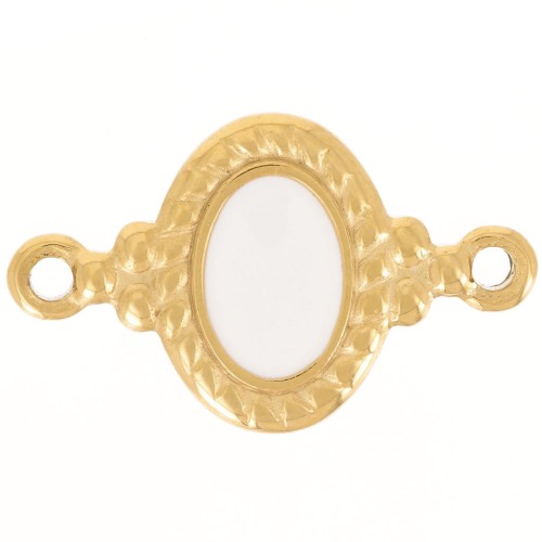 Distanziatore ovale 22x13 mm in resina - Acciaio inox 304L dorato- Avorio x1