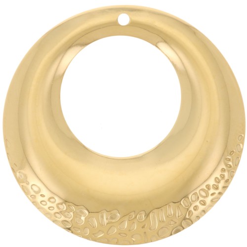 Pendenti rotondi scavati 32 mm - Acciaio inossidabile 316L dorato x2