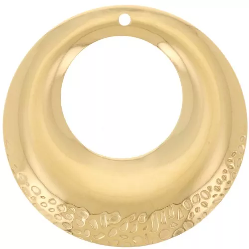 Pendenti rotondi scavati 32 mm - Acciaio inossidabile 316L dorato x2