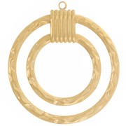 Pendenti doppi a cerchio martellati 31 mm - Acciaio inossidabile 304L dorato x2