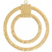 Pendenti doppi a cerchio martellati 31 mm - Acciaio inossidabile 304L dorato x2