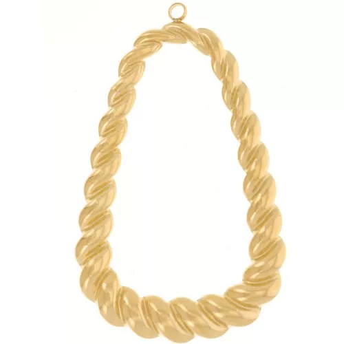 Pendente trapezio effetto ritorto 50x31 mm - Acciaio inossidabile 316L dorato x2