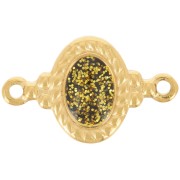 Distanziatore ovale 22x13 mm in resina - Acciaio inox 304L dorato Glitter verde x1|raw }}