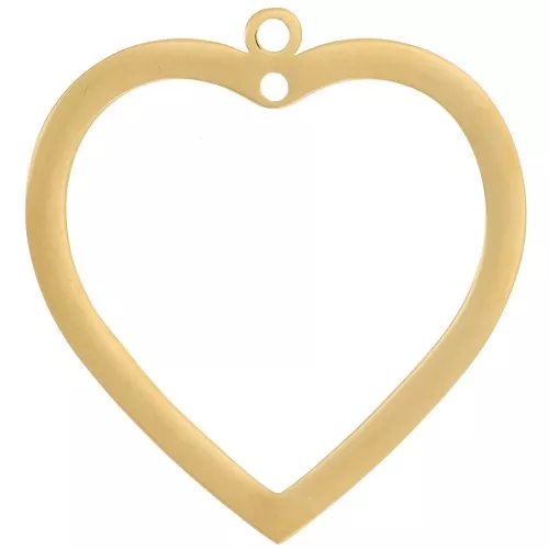 Pendente cuore cavo 32x30 mm - Acciaio inox 316L dorato x1