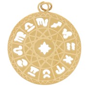 Pendente rotondo - medaglia 18 mm - Segni zodiacali - Acciaio inossidabile 304 Dorato