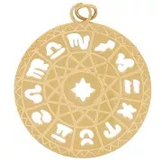 Pendente rotondo - medaglia 18 mm - Segni zodiacali - Acciaio inossidabile 304 Dorato
