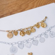 Pendente rotondo struttura irregolare - 16 mm -Acciaio inossidabile 304L dorato x1