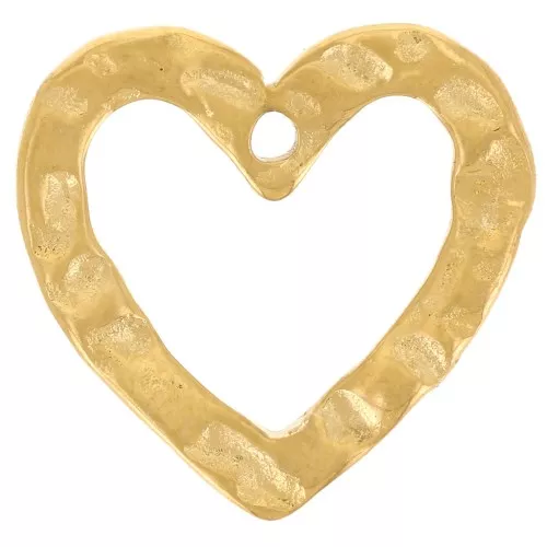 Ciondoli con cuori martellati 13x13,5 mm - Acciaio inossidabile 316L dorato x2