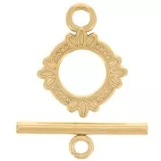 Chiusura a T lavorata per bracciale o collana da 14mm Acciaio inox dorato 304L x1