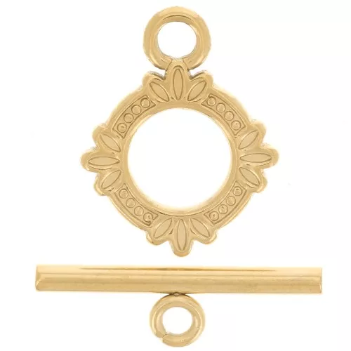 Chiusura a T lavorata per bracciale o collana da 14mm Acciaio inox dorato 304L x1