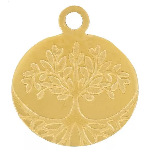 Ciondolo Albero della Vita 11x10 mm - Acciaio inossidabile 316L dorato x1