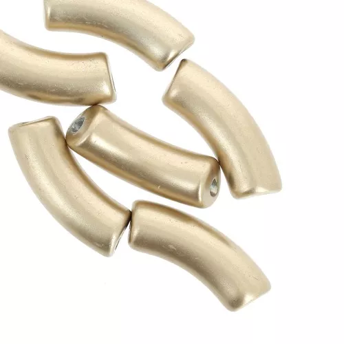 Perline tubolari curve 35x11 mm in acrilico opaco - Oro opaco x6